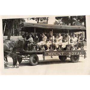 Vintage 4x6 Photo Mount Royal Tally Ho Horse Drawn Trolley Montreal Canada
